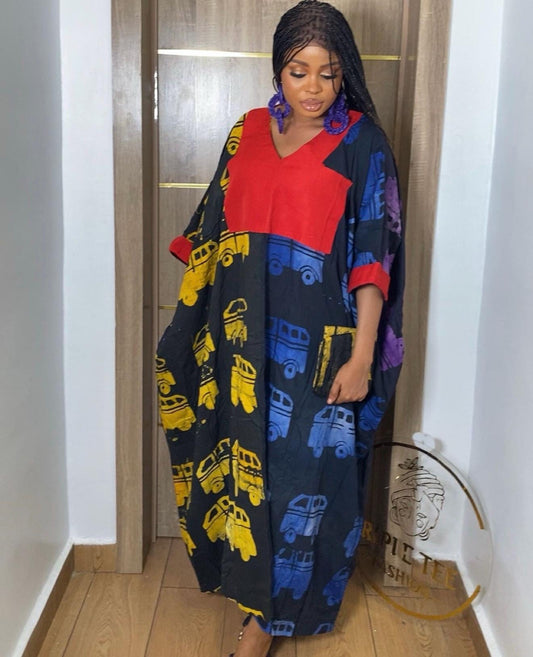 African Adire Batik dress| danshiki | Kaftan| Handmade African print dress | Nigerian made | Tie and Dye | Boubou| Rich aunty| Ankara