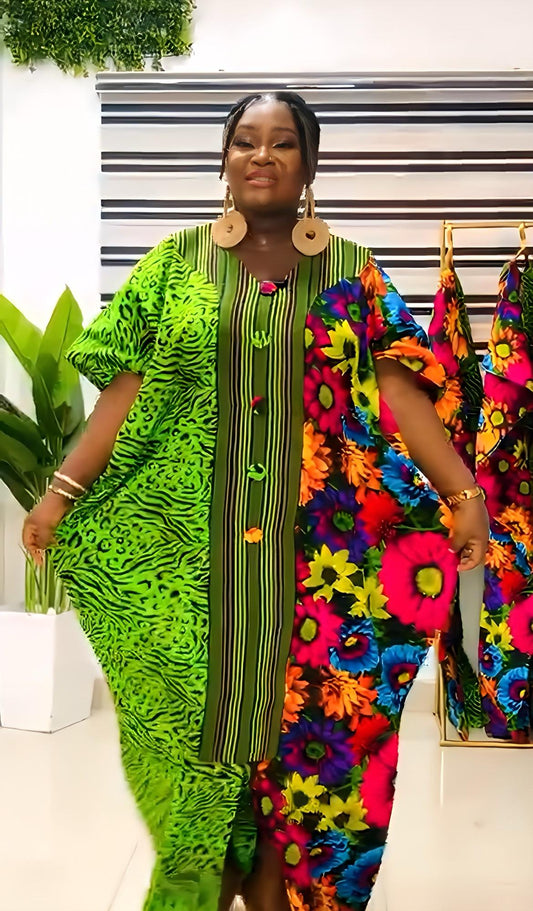 African dress| Adire| long danshiki | Kaftan| Jalabiya| Rich aunty | Nigerian made dress| Party dress| One size fits all| plus size bubu