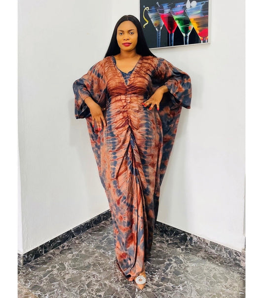 African Adire silk boubou dress| danshiki | Kaftan| Handmade African print dress | Nigerian made | Tie and Dye | Boubou| Rich aunty| Ankara