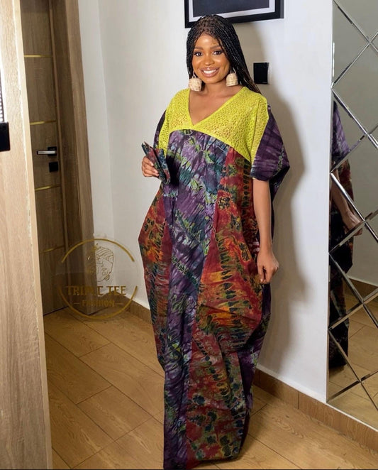African Adire Batik dress| danshiki | Kaftan| Handmade African print dress | Nigerian made | Tie and Dye | Boubou| Rich aunty| Ankara