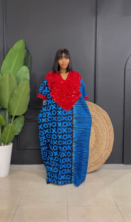 African Ankara bubu dress| Adire| long danshiki | Kaftan| Jalabiya| Rich aunty | Nigerian made dress| Party dress| One size fits all