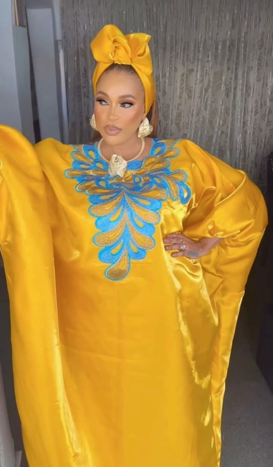 African Embroidery Liquid Mikado boubou | Mikado | long danshiki | Kaftan| Modest Dress | Rich aunty | Nigerian dress| Party dress
