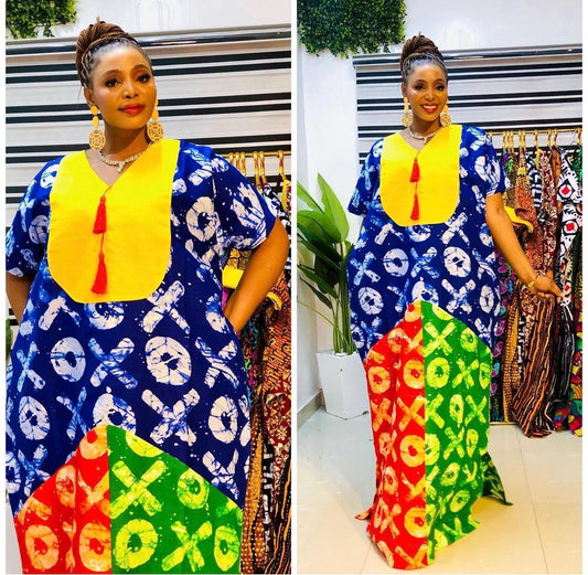 African dress| Adire| long danshiki | Kaftan| Jalabiya| Rich aunty | Nigerian made dress| Party dress| One size fits all| plus size bubu
