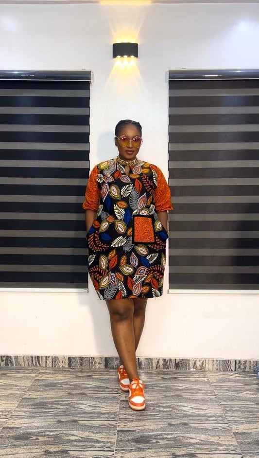 African Ankara dress| Short danshiki | Kaftan| Jalabiya| African wear | Nigerian made | Party dress| African dressBlack History