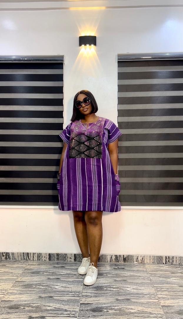 African Aso Oke Short Dress: Nigerian Kaftan Party Wear