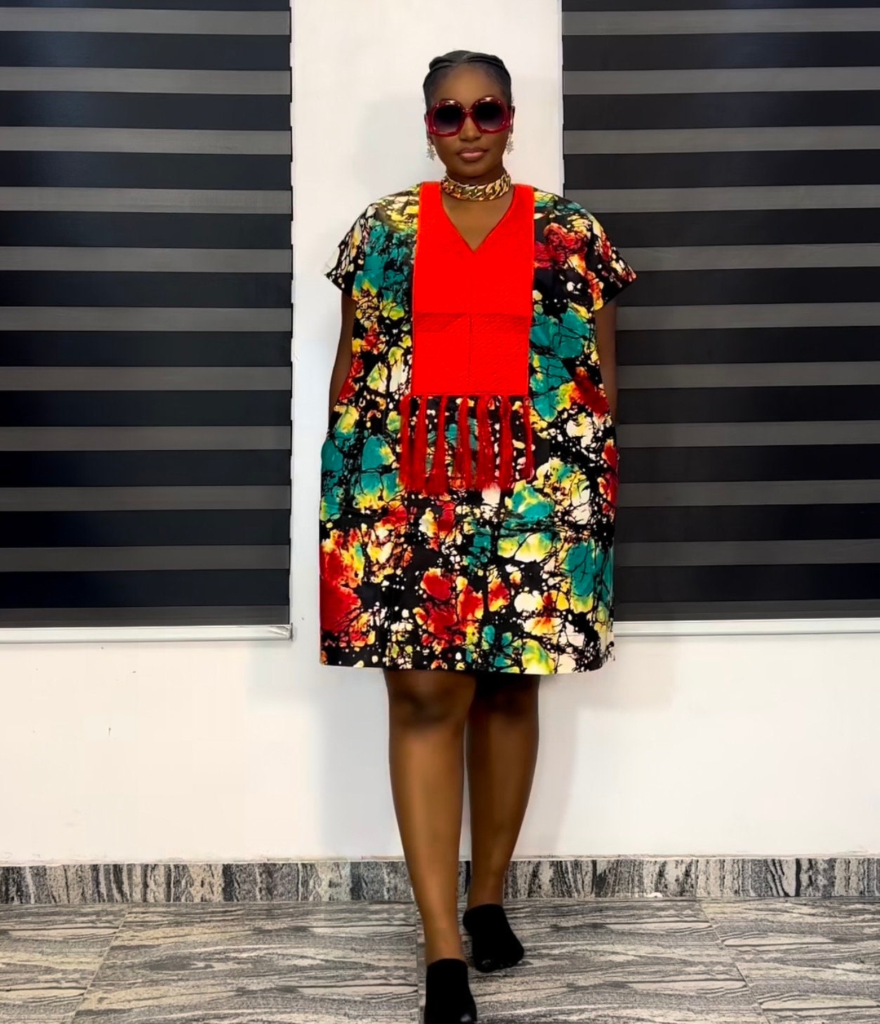 African Ankara dress| Short danshiki | Kaftan| African wear | Nigerian made | Party dress| Embroidery | Rich aunty vibesBlack History