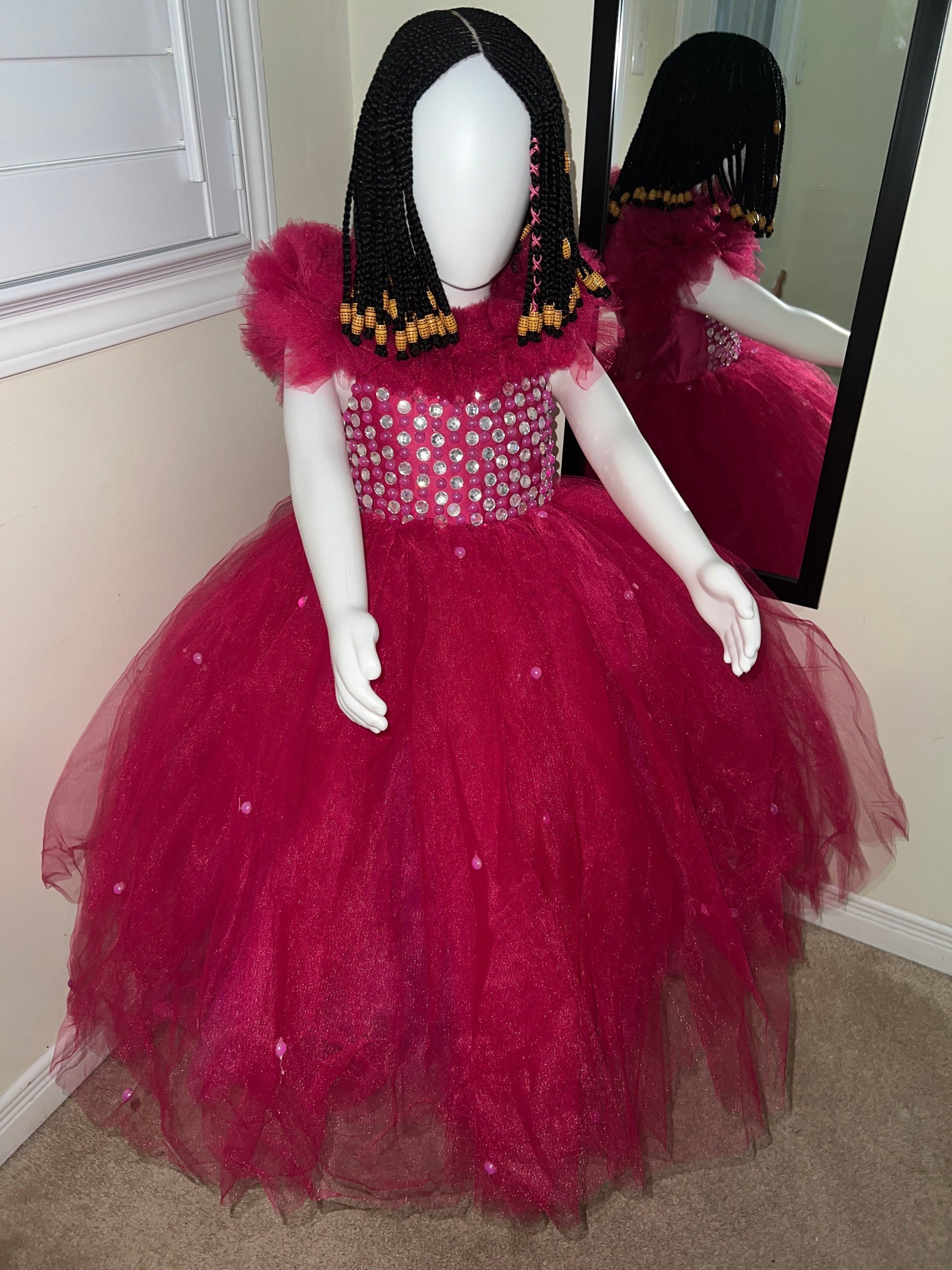 Princess Baby Girl Birthday Ballgown: Satin & Lace Flower Girl Dress