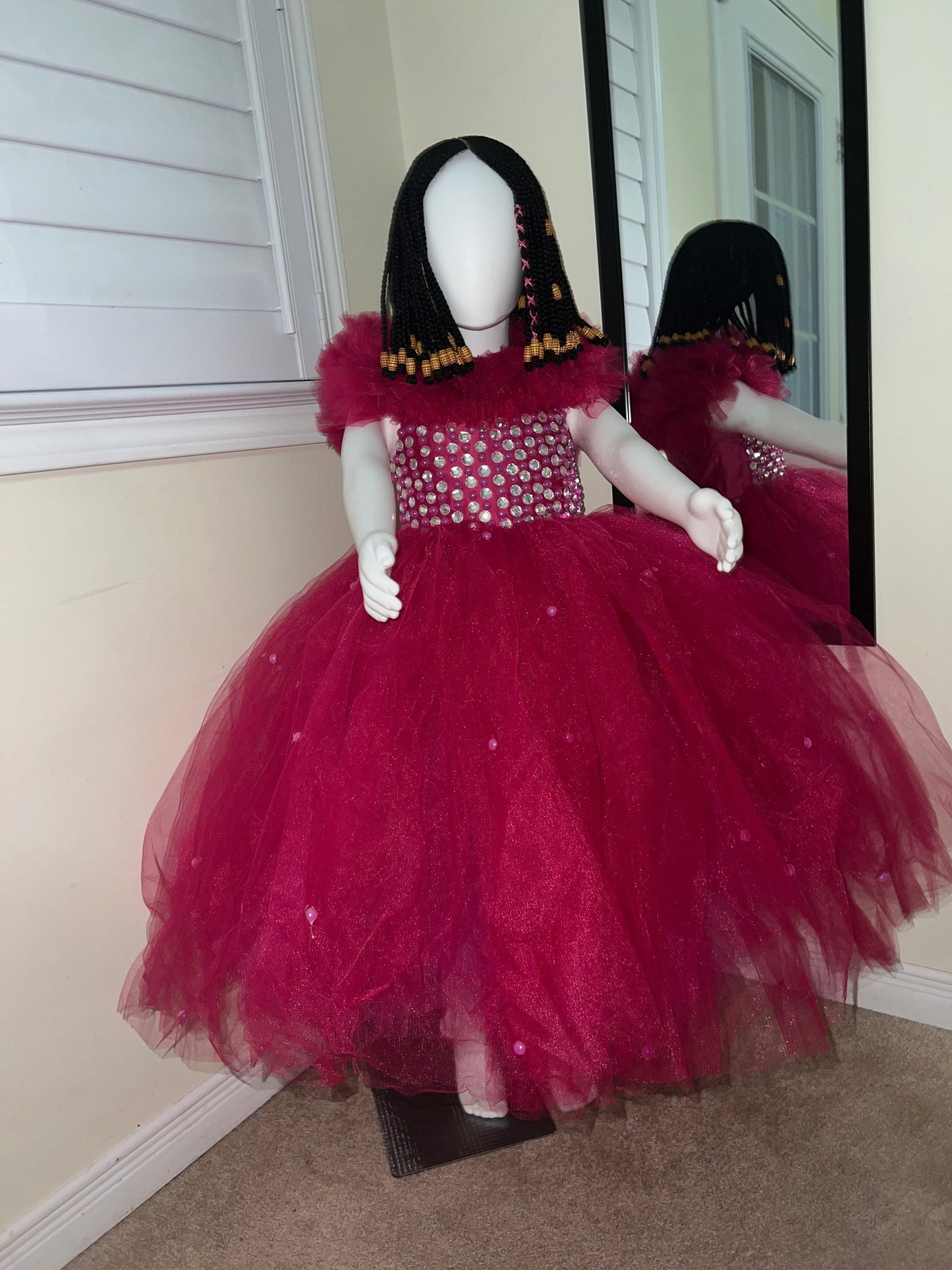 Princess Baby Girl Birthday Ballgown: Satin & Lace Flower Girl Dress