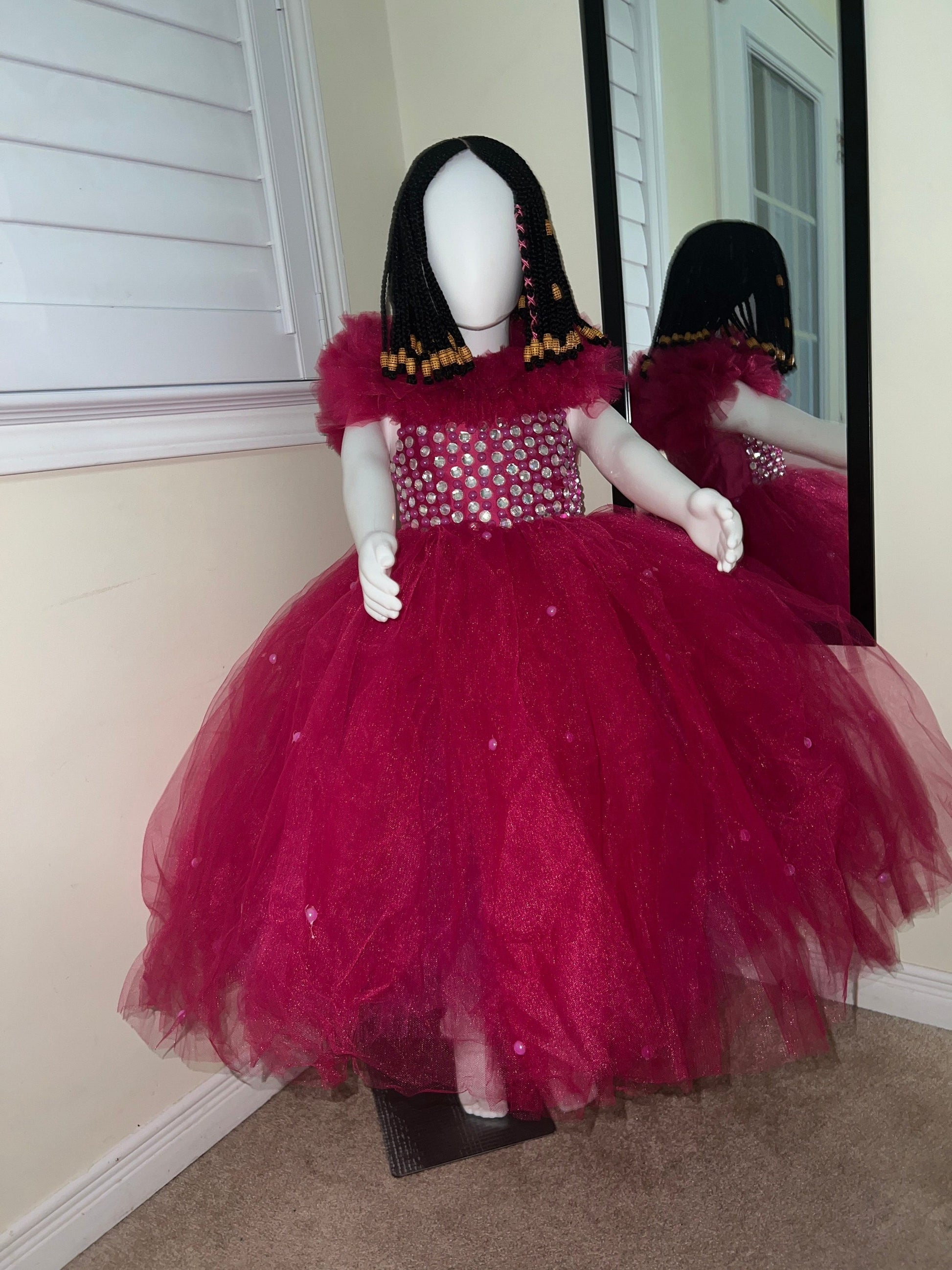 Princess Baby Girl Birthday Ballgown: Satin & Lace Flower Girl Dress