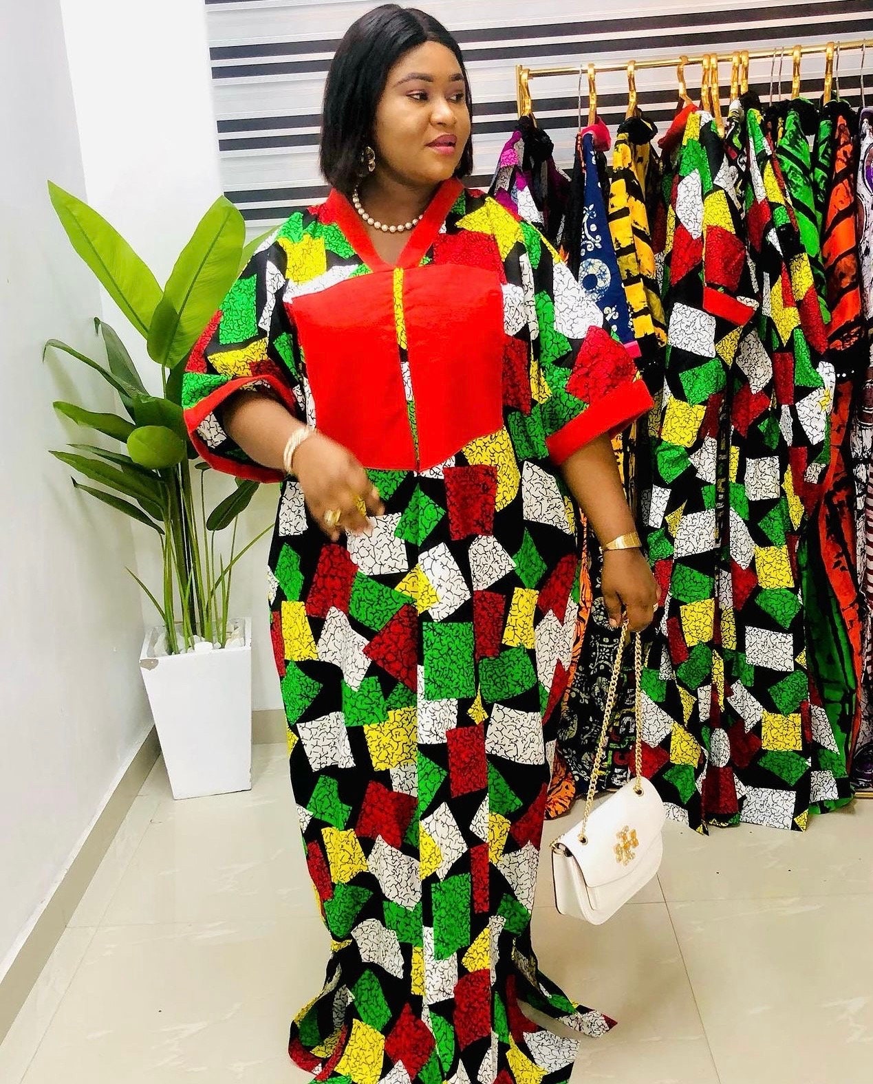 African Ankara Kaftan Dress: Adire Aso Oke, One Size Fits All