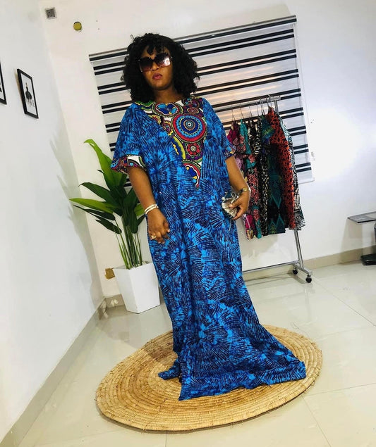 African Ankara Boubou Dress | long danshiki | Kaftan| Jalabiya| Rich aunty | Nigerian dress