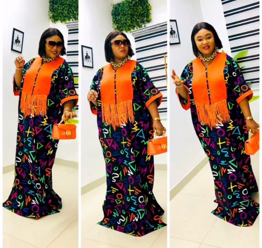 African Ankara dress | Adire long danshiki | Kaftan| Jalabiya| Rich aunty | Nigerian dress| Party dress| One size fits all| plus size boubou