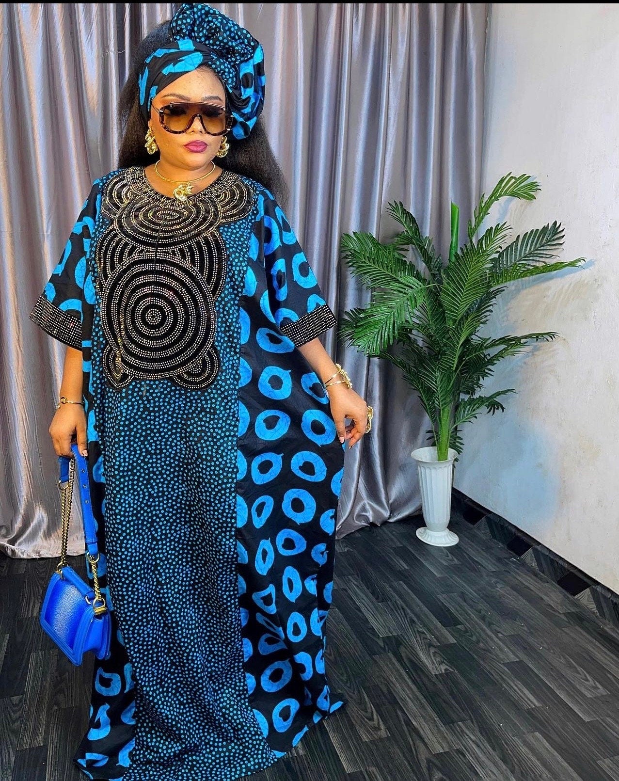 African Print Maxi Dress, Ankara Caftan, Plus Size Kaftan, Women's Summer Dress