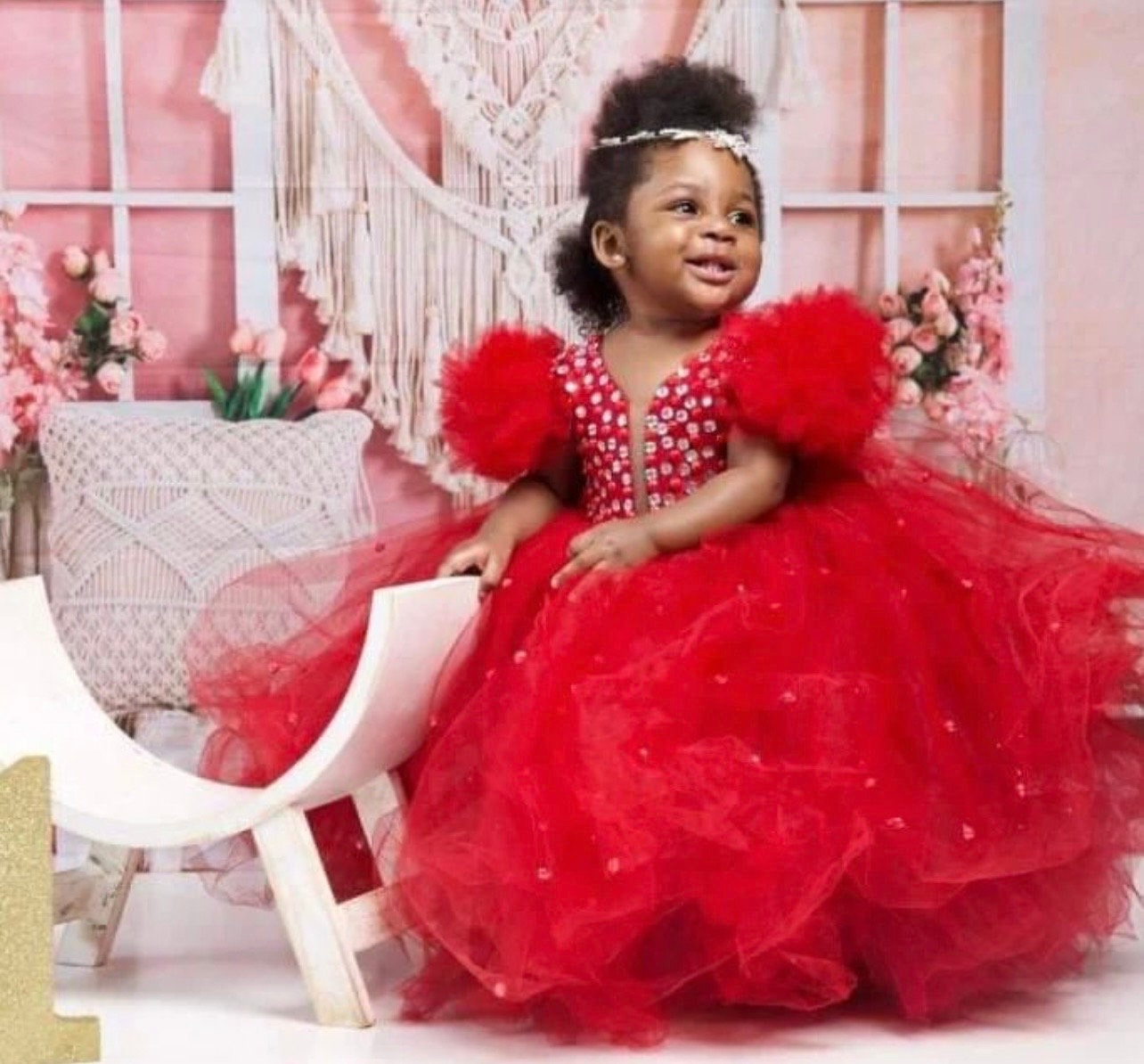 Princess Baby Girl Birthday Ballgown: Satin & Lace, 12-18 Month