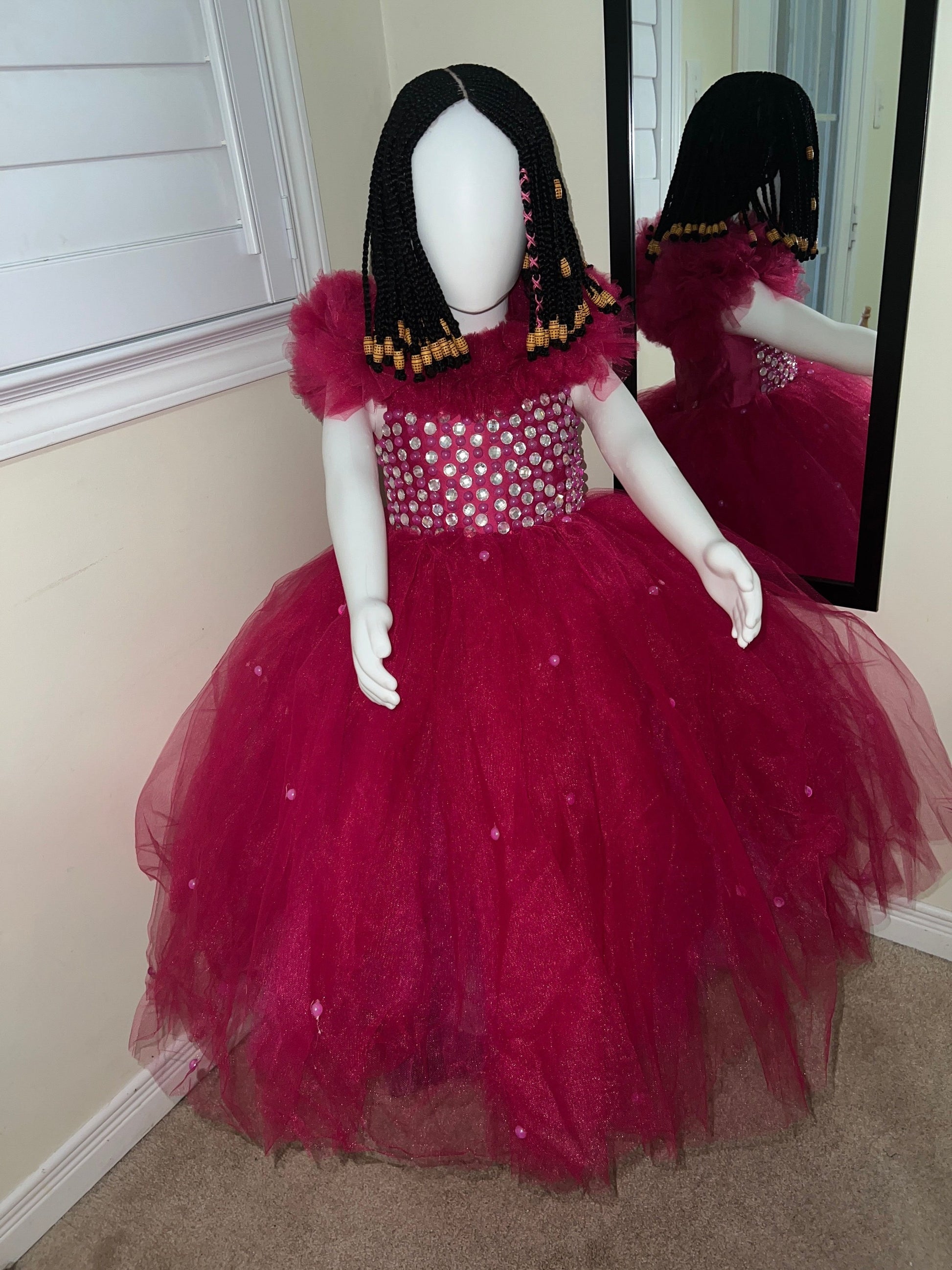 Princess Baby Girl Birthday Ballgown: Satin & Lace Flower Girl Dress