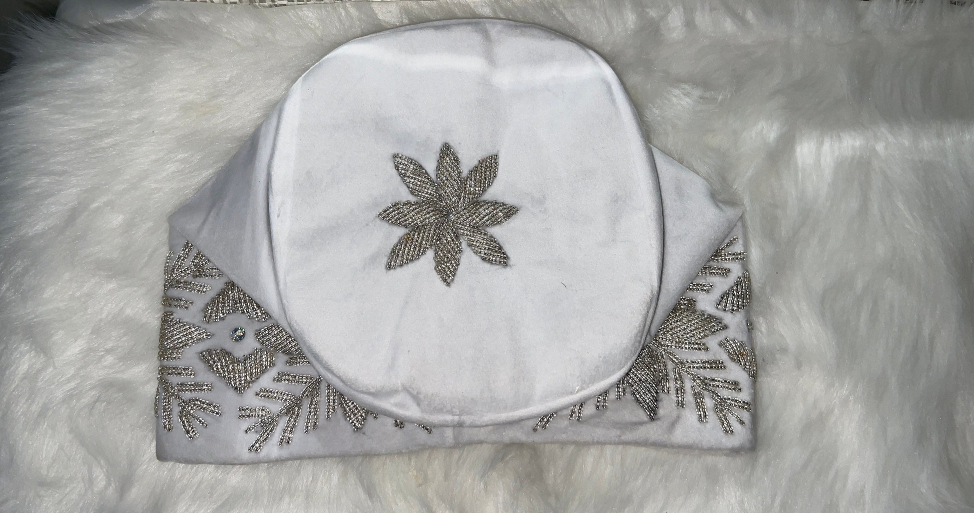 Handmade Velvet Beaded African Men's Cap | Nigerian Wedding