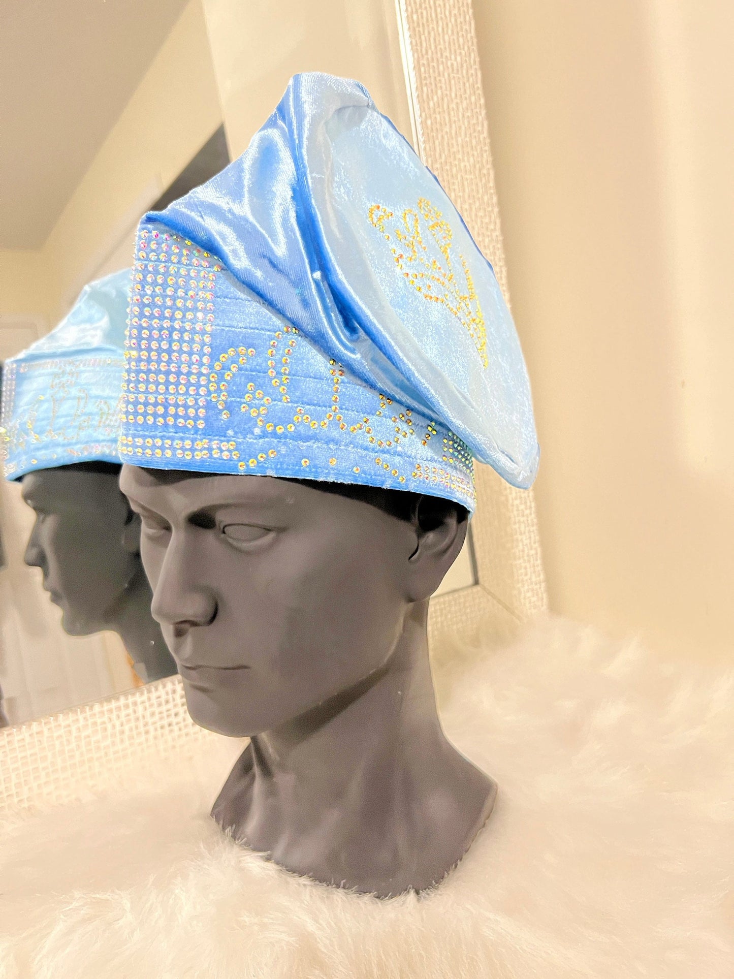 Handmade Velvet Beaded African Men's Cap | Nigerian Wedding