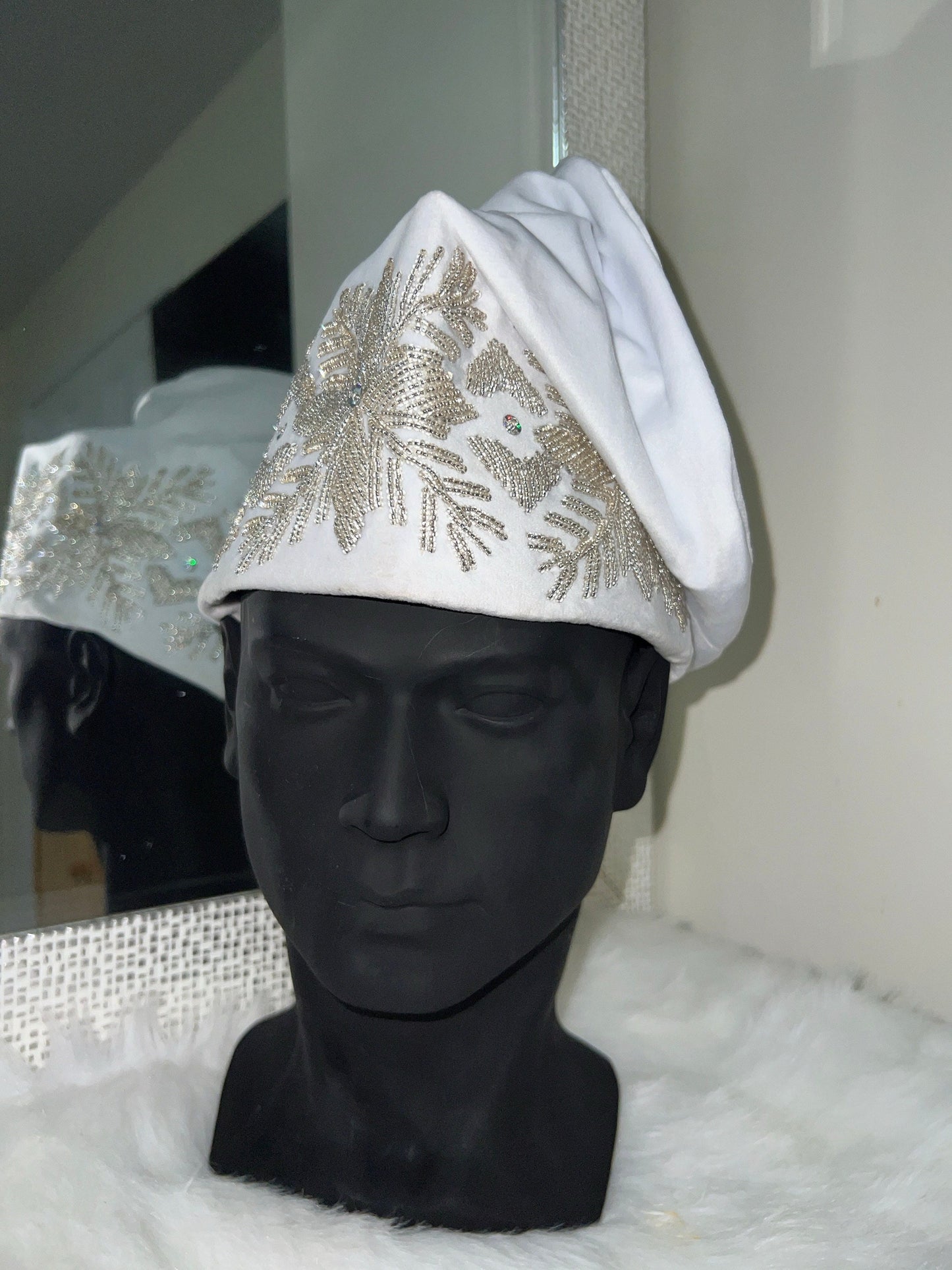 Handmade Velvet Beaded African Men's Cap | Nigerian Wedding