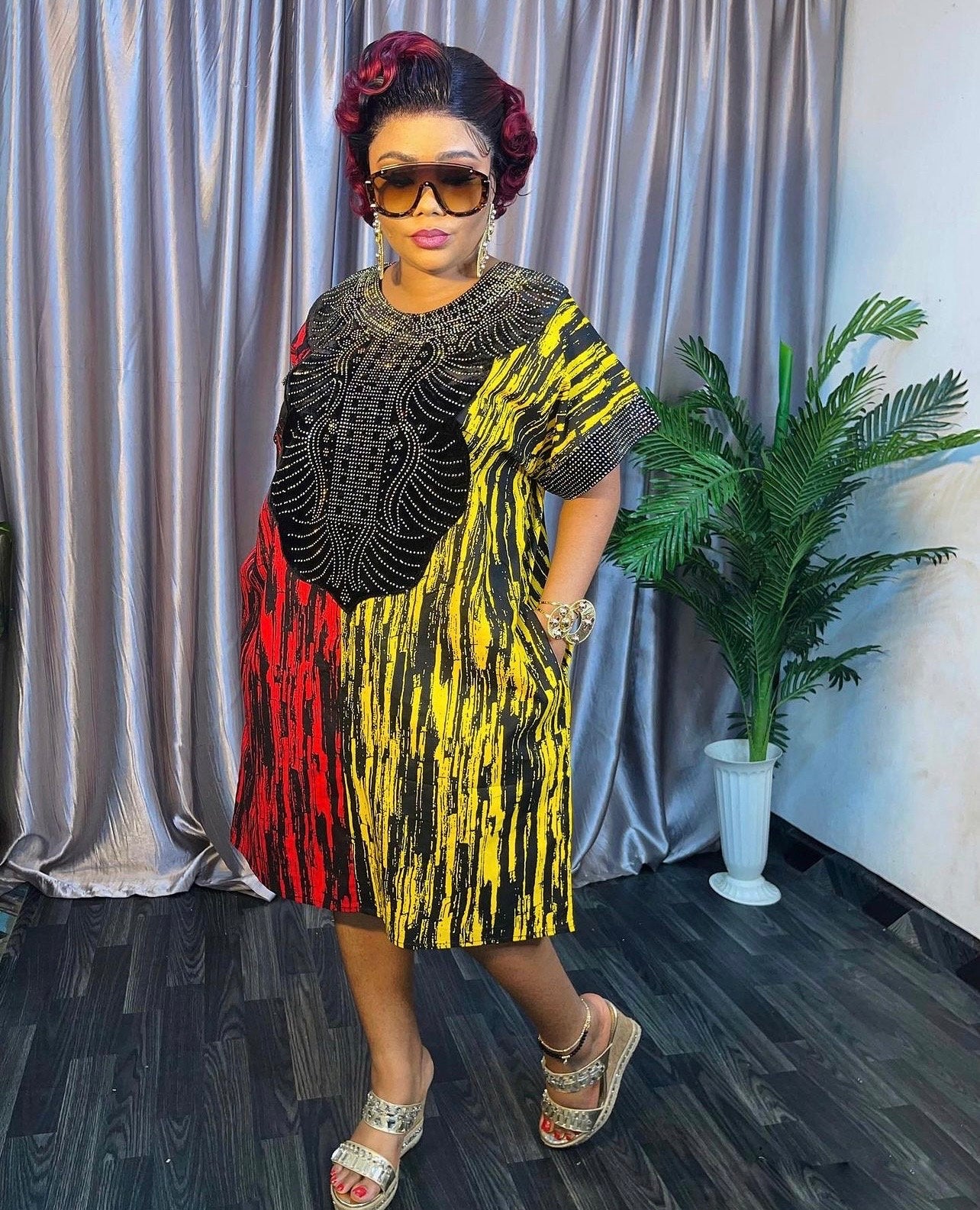 African Adire women dress| Short danshiki | Kaftan| African wear | Nigerian made | Party dress| Rich AuntyBlack History