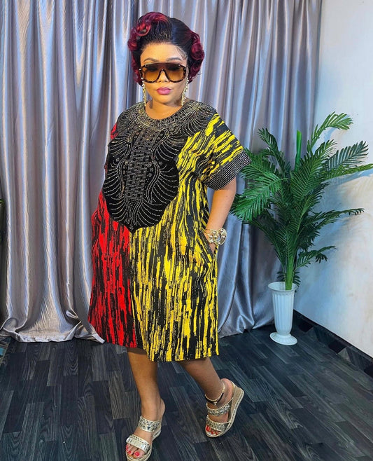 African Adire women dress| Short danshiki | Kaftan| African wear | Nigerian made | Party dress| Rich AuntyBlack History