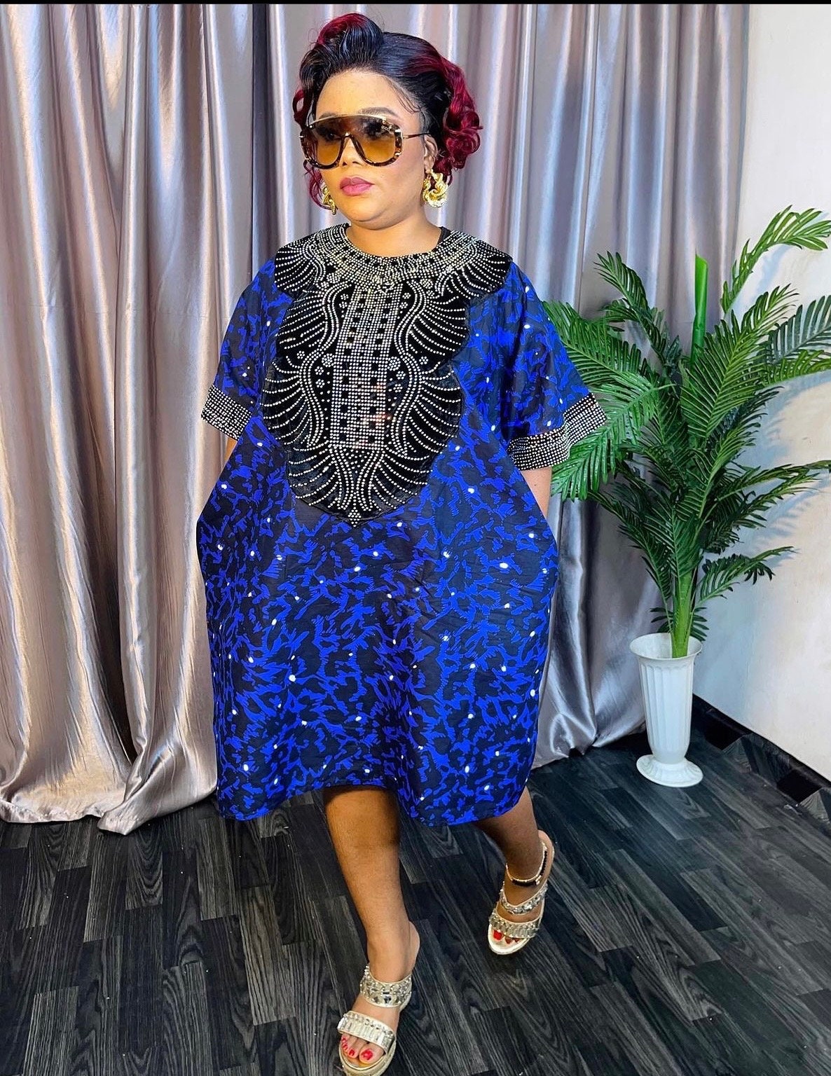 African Ankara dress| danshiki | Kaftan| Jalabiya| Rich aunty | Nigerian dress| Party dress| One size fits all| Adire boubou| Rich Aunty