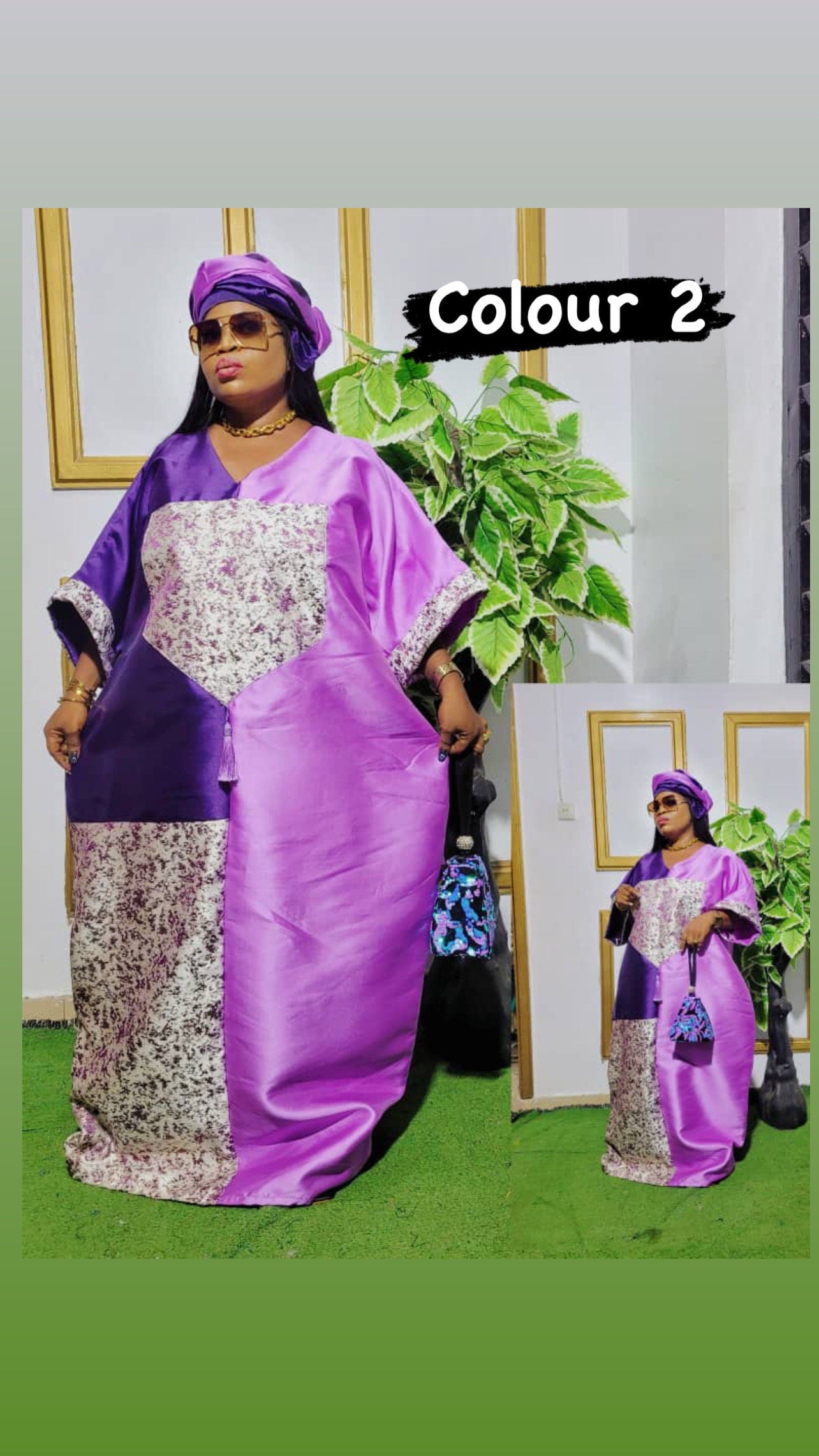 African Mikado Kaftan Dress | Brocade Damask, One Size