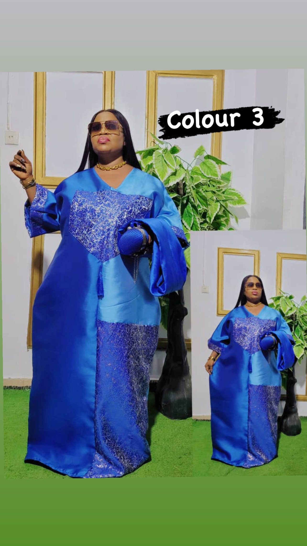 African Mikado Kaftan Dress | Brocade Damask, One Size