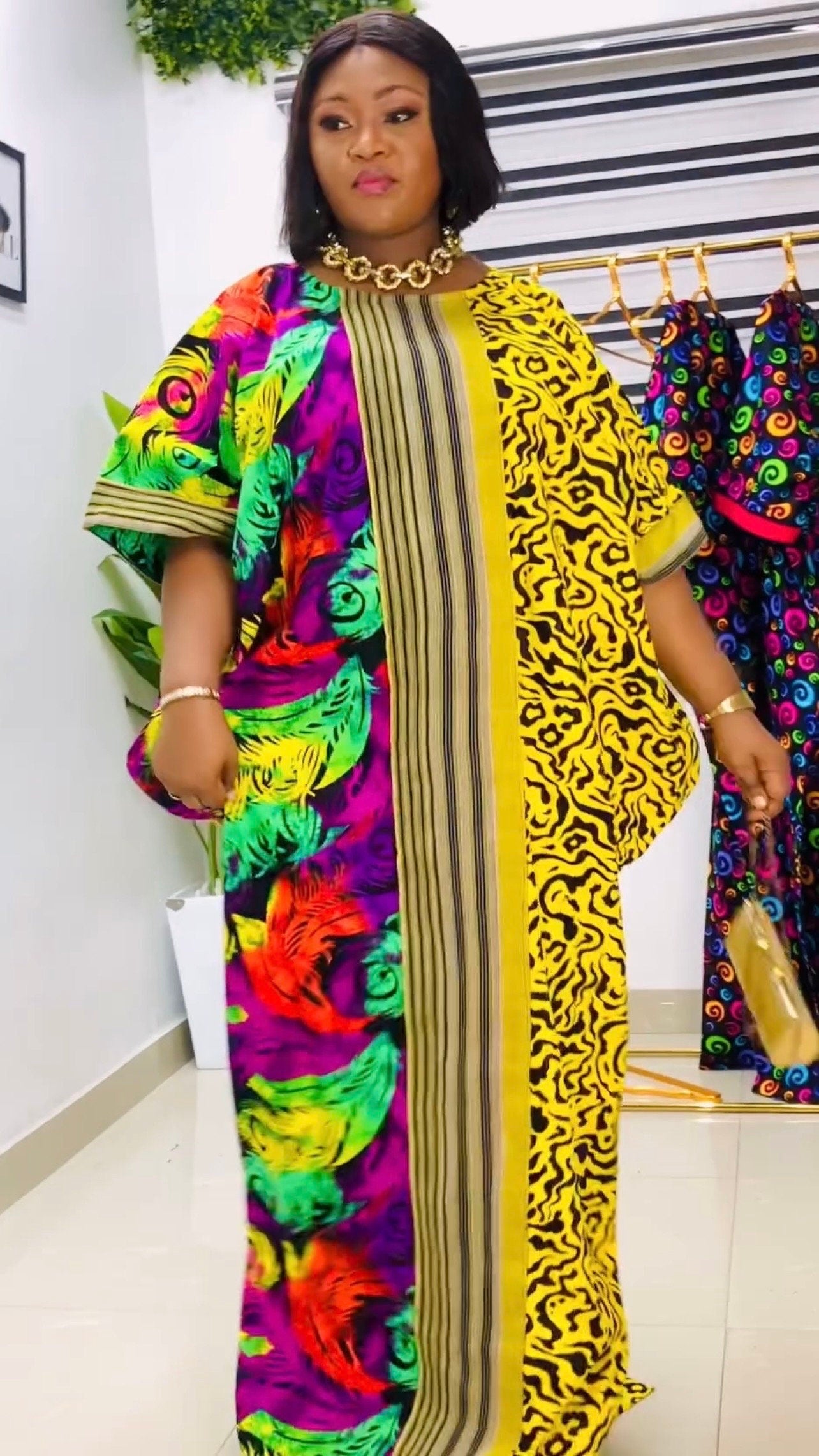 African Print Ankara Kaftan Dress | Adire Danshiki, One Size