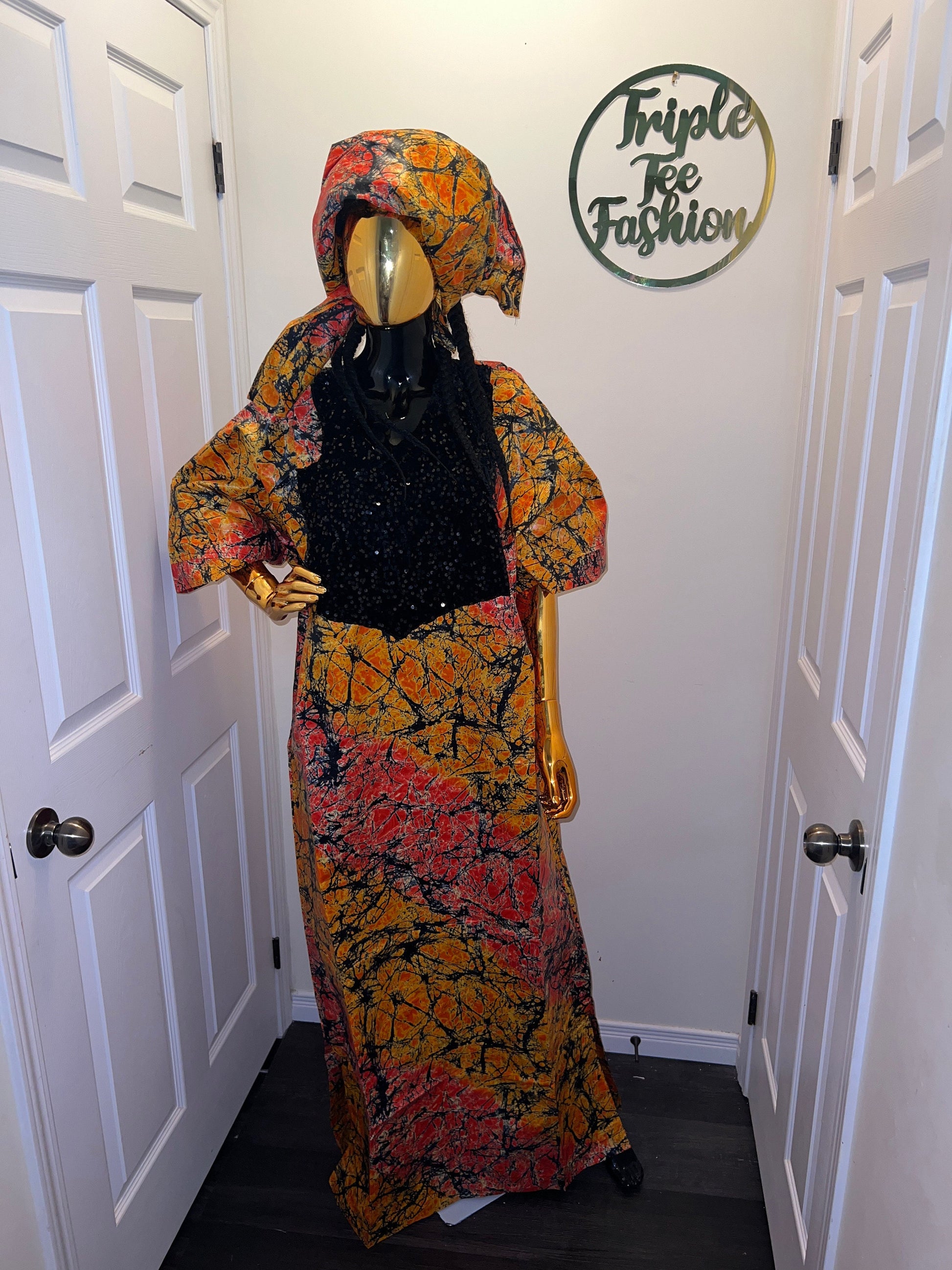 African Print Kampala Kaftan Dress | Sequin Boubou, Rich Aunty Vibes