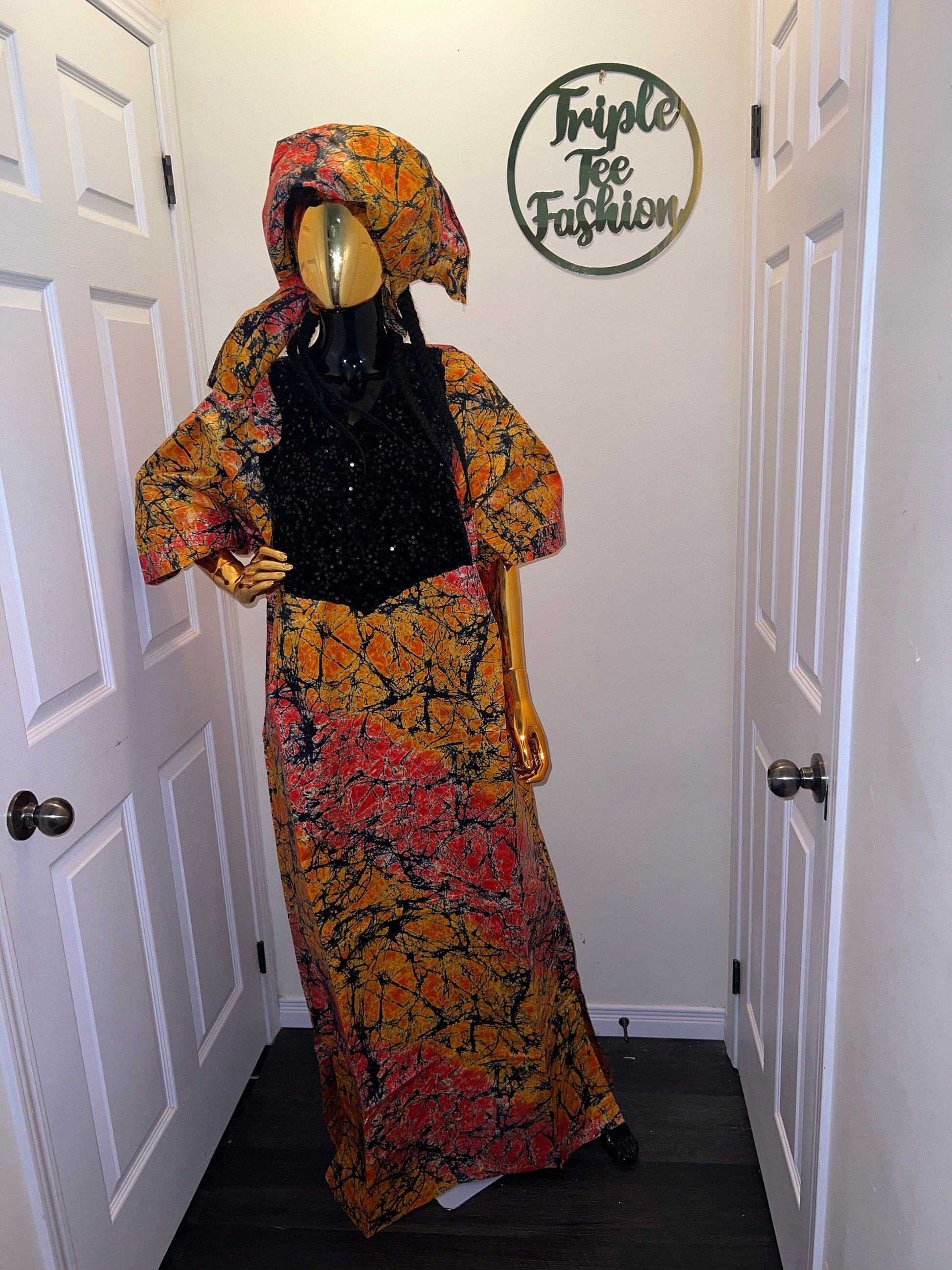 African Print Kampala Kaftan Dress | Sequin Boubou, Rich Aunty Vibes