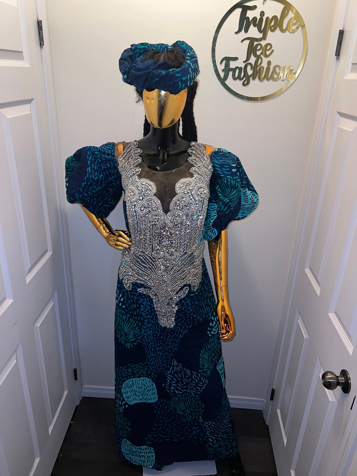 Ankara Appliquéd African Dress | Nigerian Kaftan Gown