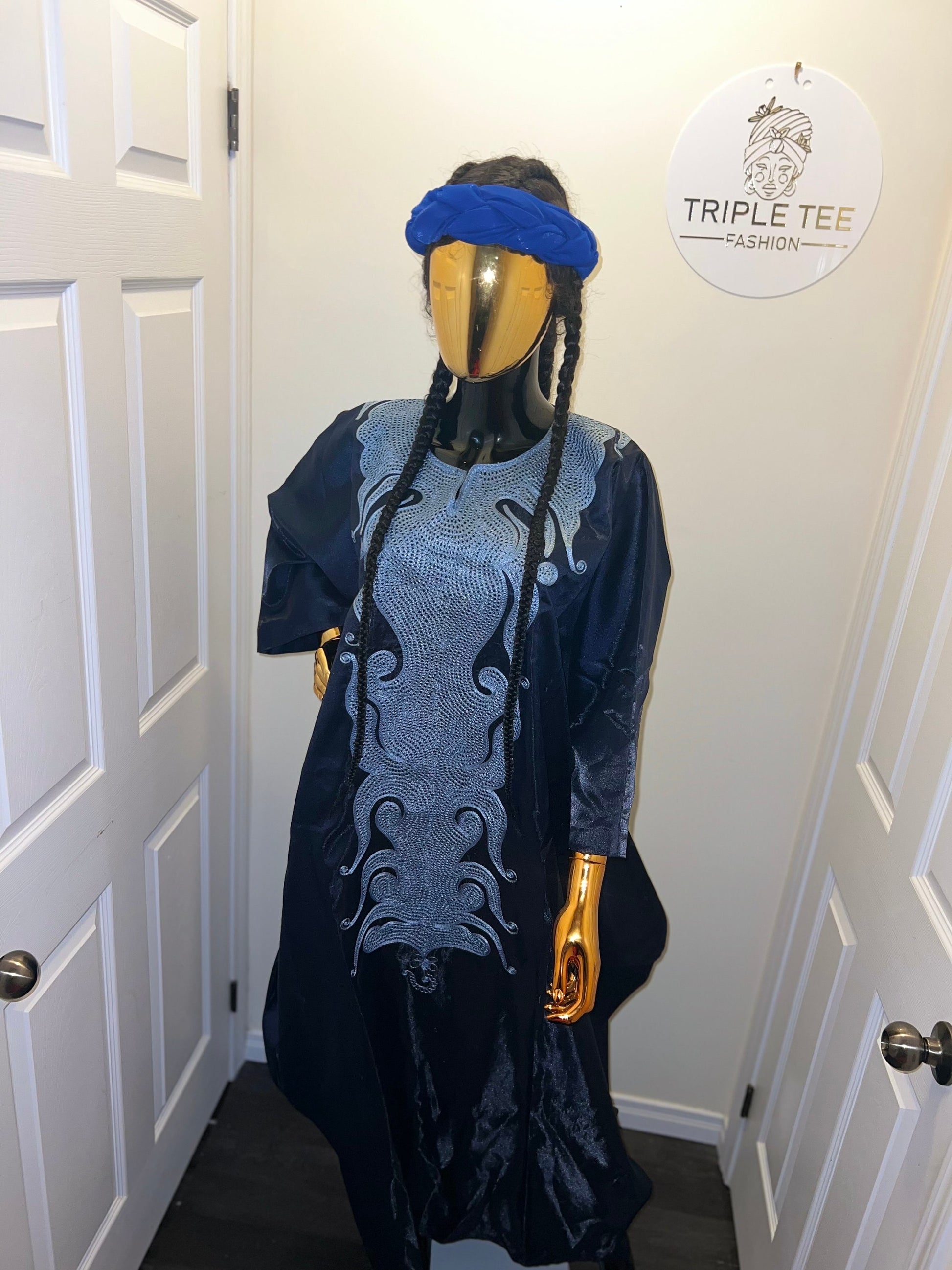 African Mikado Boubou | Midi lenght Danshiki Kaftan with Embroidery