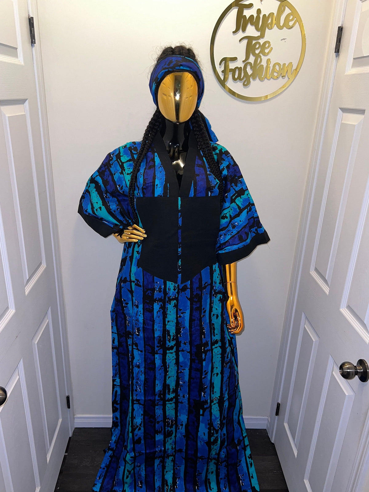 Ankara Kaftan Dress: Long African Bubu Gown, Plus Size