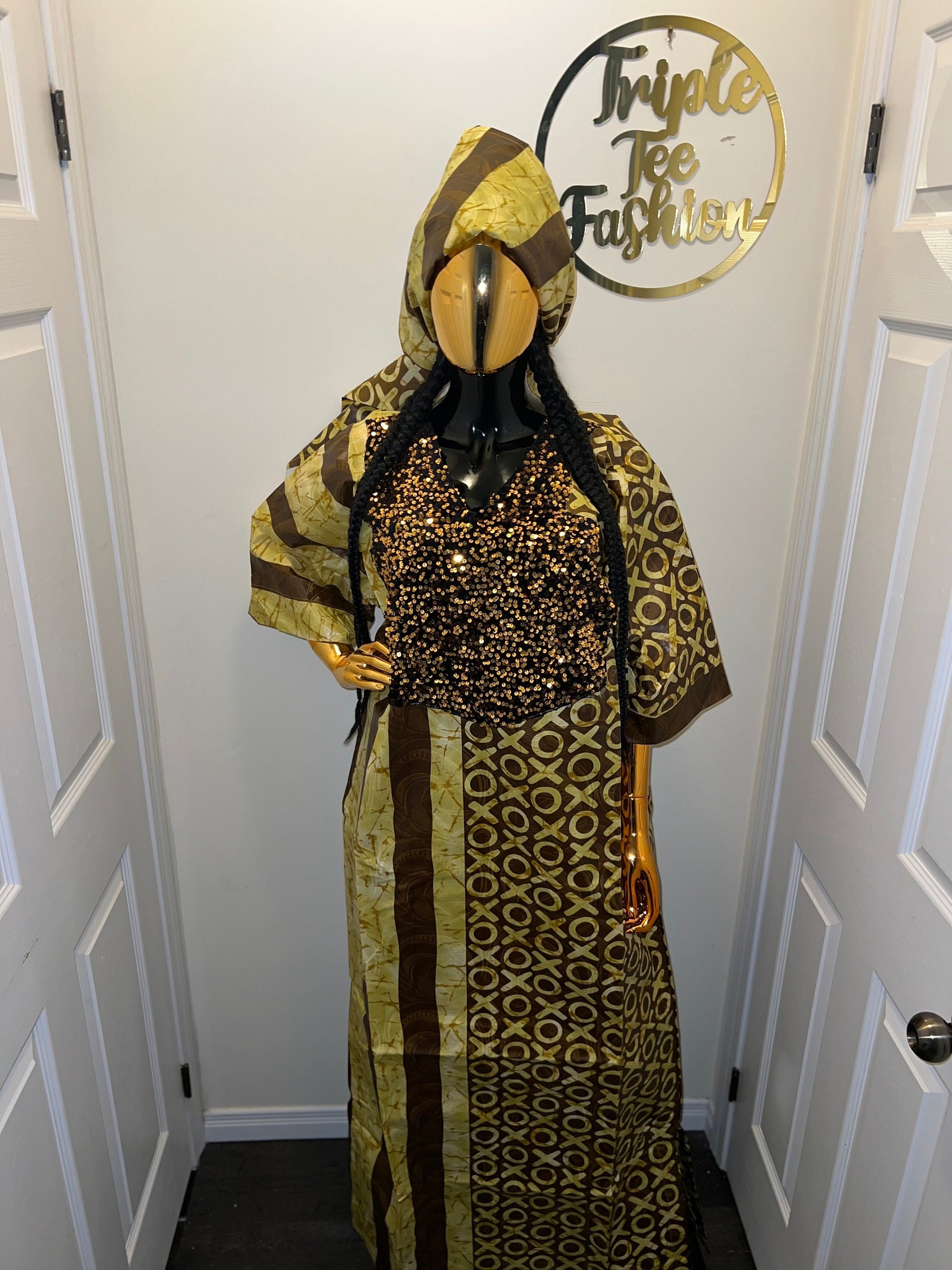 African Kampala Kaftan Dress | Sequin Bubu, Plus Size