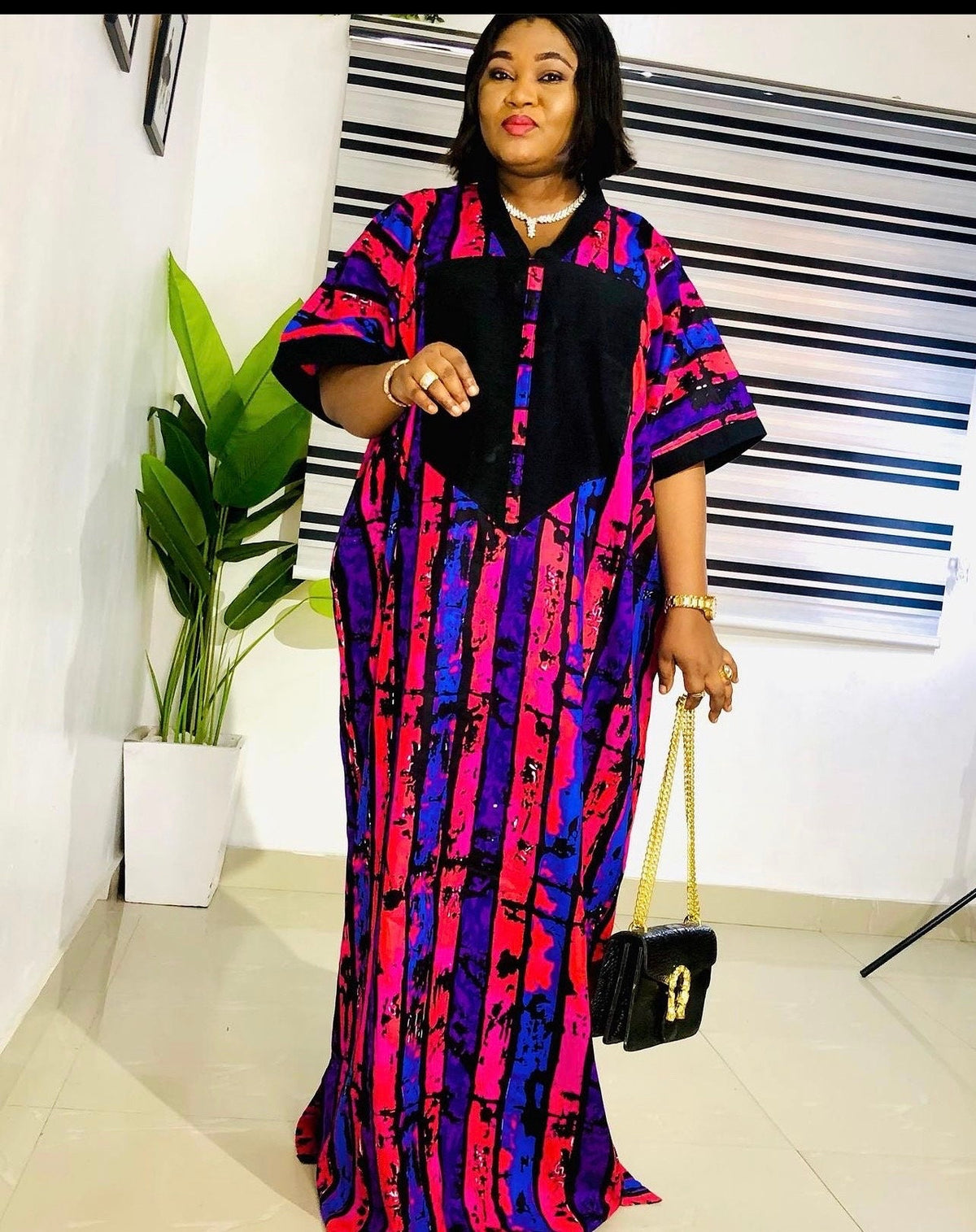 Ankara Kaftan Dress: Long African Bubu Gown, Plus Size