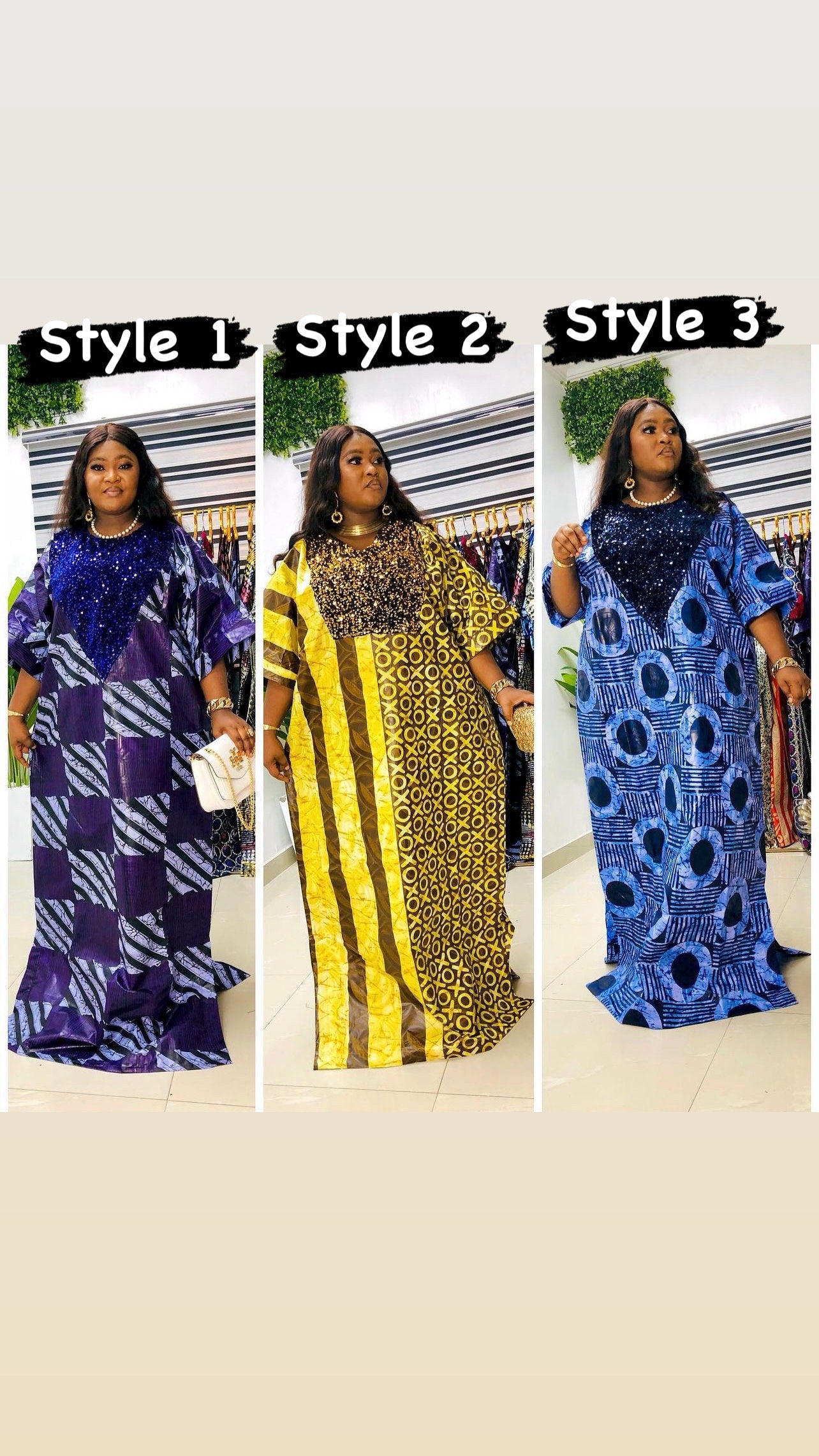 African Kampala Kaftan Dress | Sequin Bubu, Plus Size