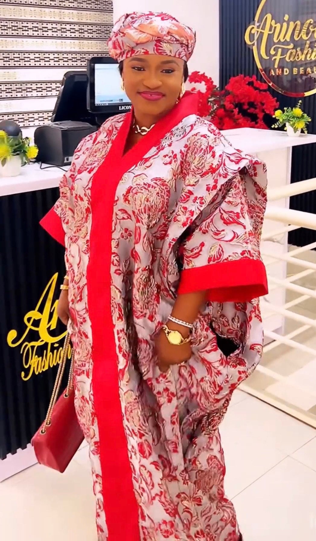 Brocade Boubou Dress: African Kaftan Jalabiya with Matching Scarf