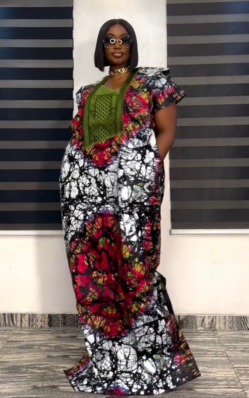 Embroidered Ankara Kaftan Dress | African Print, Nigerian Made