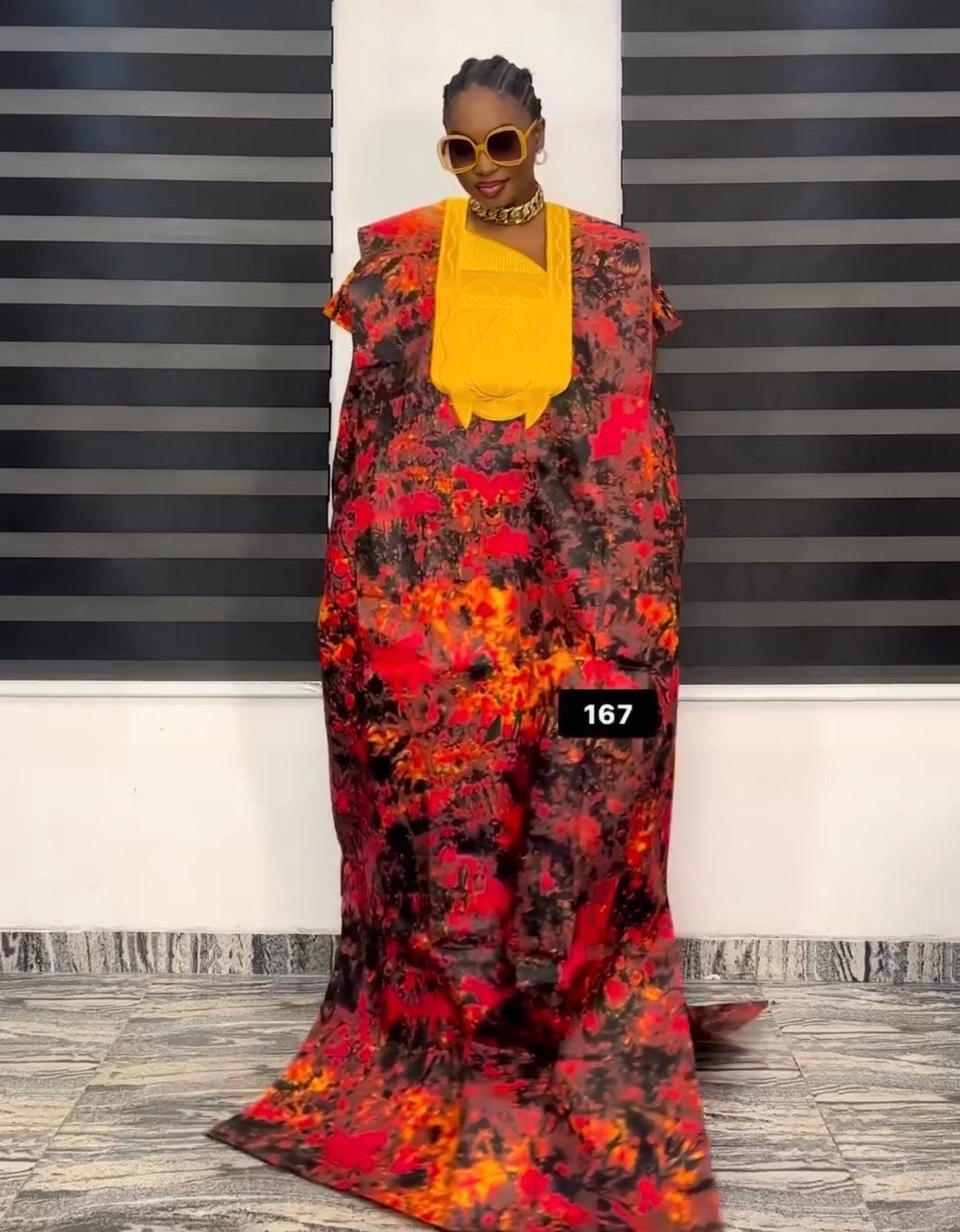 African Ankara Boubou Dress | Phoenix Embroidery, Cotton Kaftan