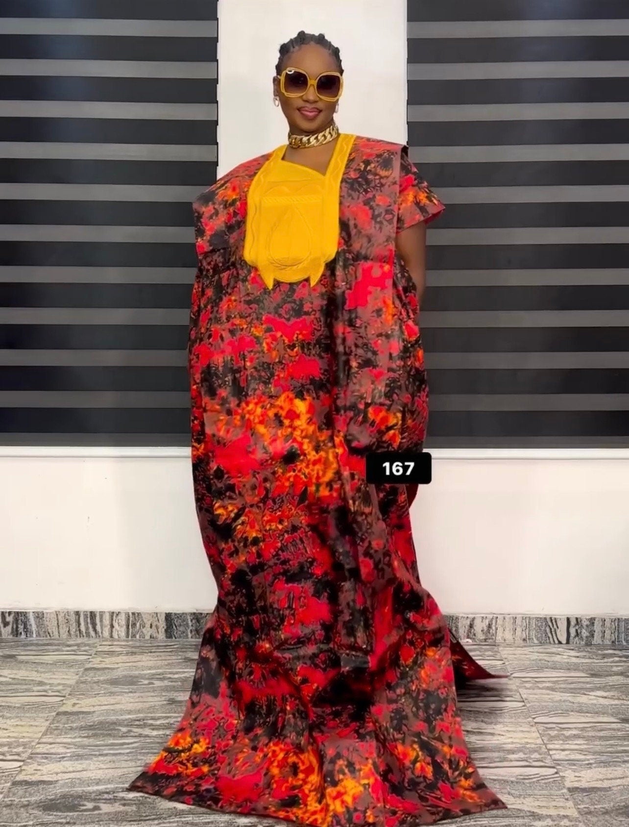 African Ankara Boubou Dress | Phoenix Embroidery, Cotton Kaftan