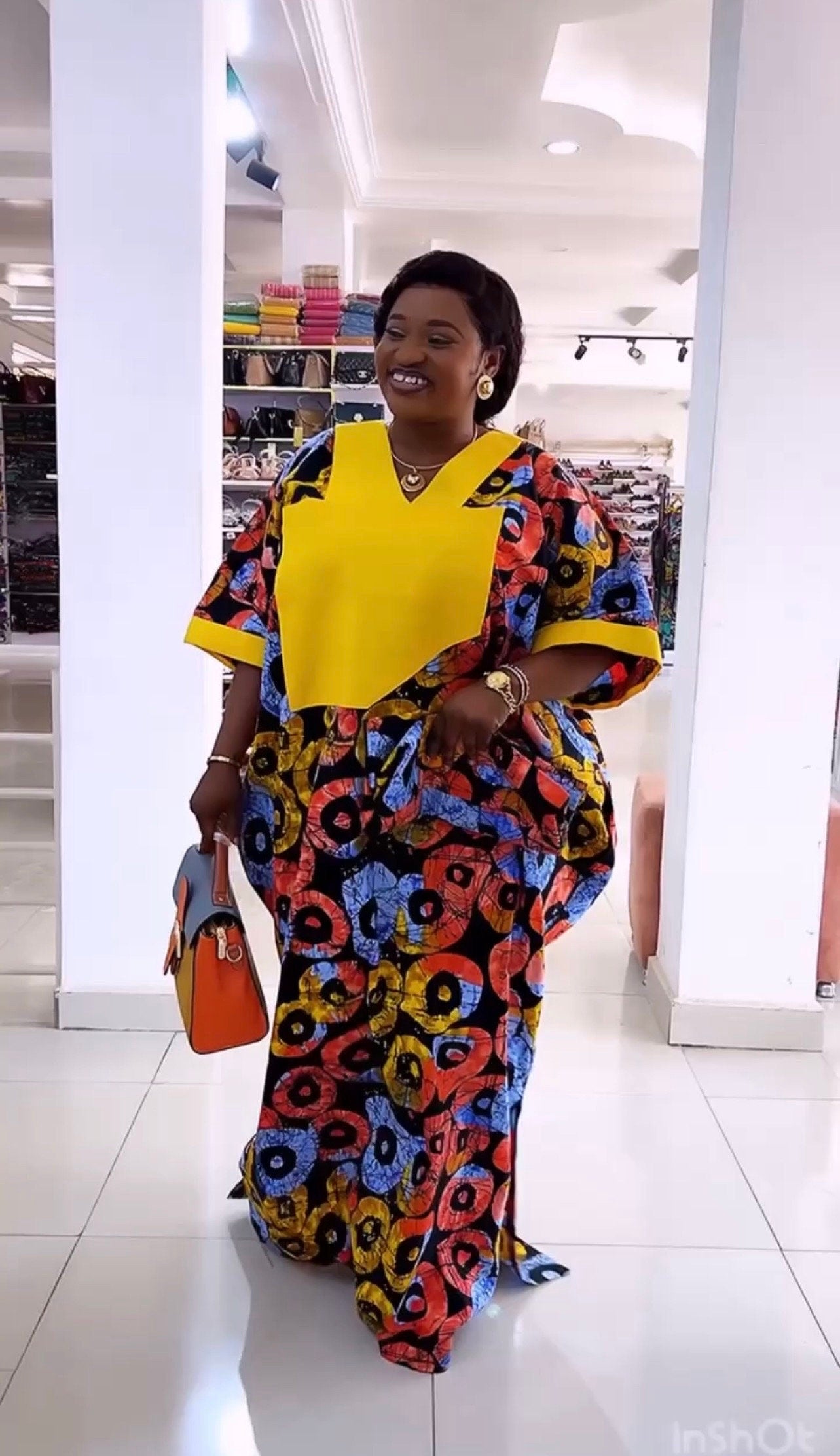 African Ankara Kaftan: Aso Oke Panel, Modest Boubou Dress
