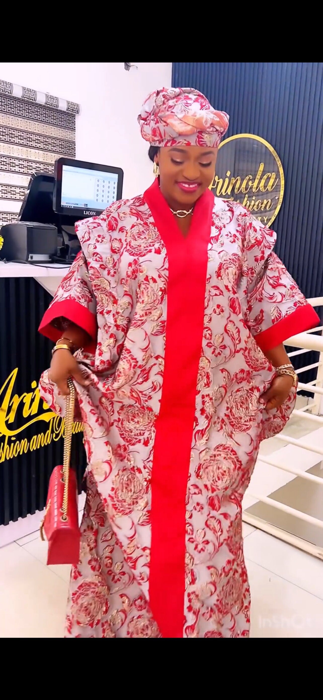Brocade Boubou Dress: African Kaftan Jalabiya with Matching Scarf