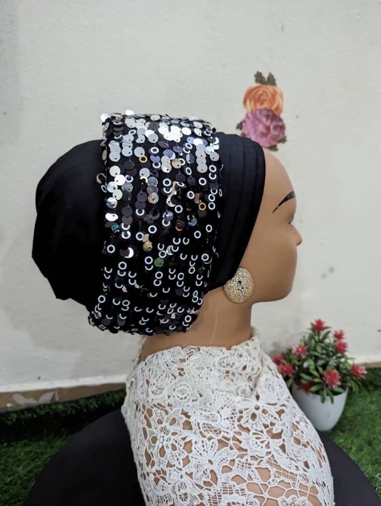 Luxury Sequin Turban Hat | Pre-Tied Headtie for Women