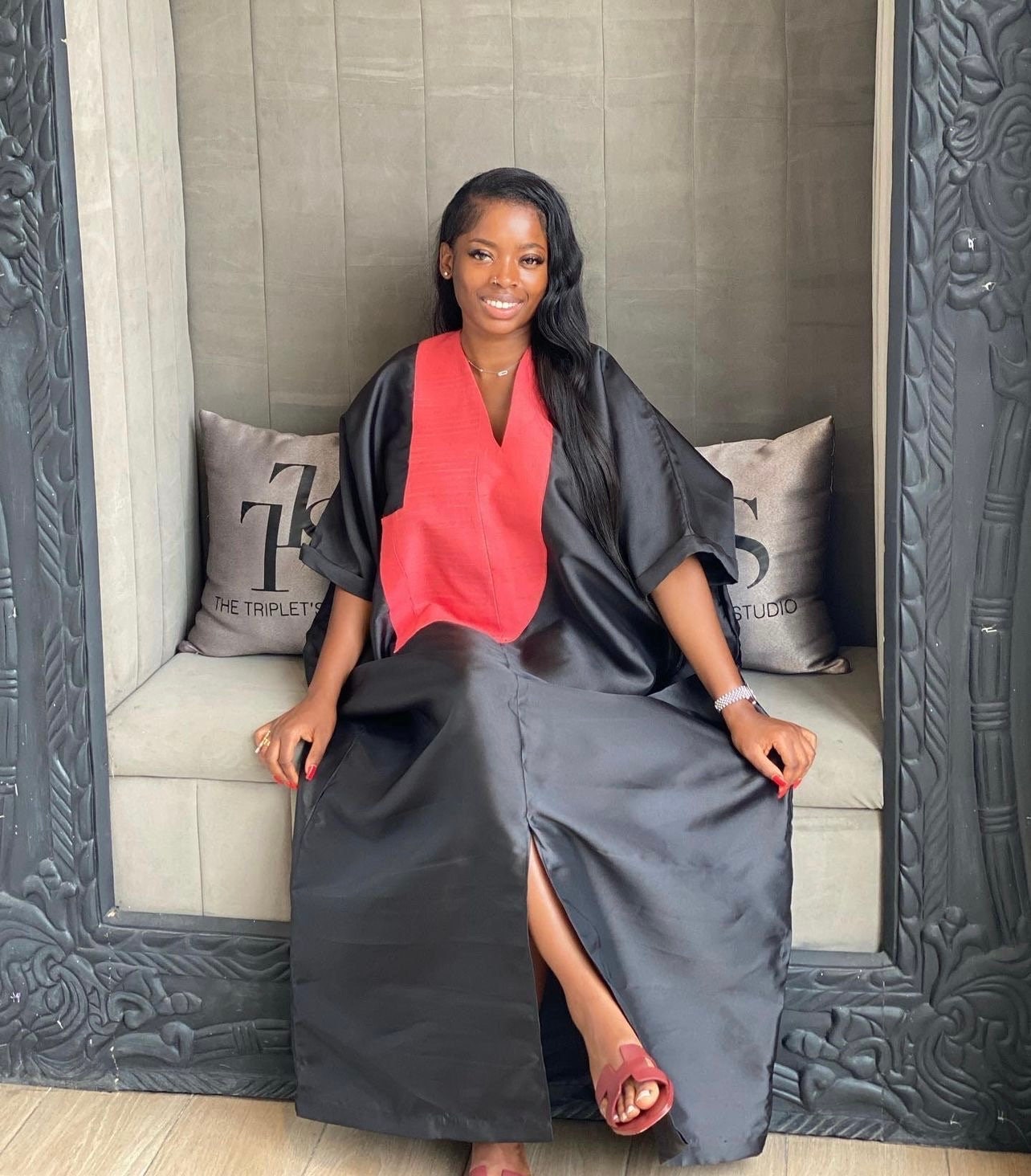 Mikado Aso Oke Boubou | African Kaftan Dress with Matching Cap