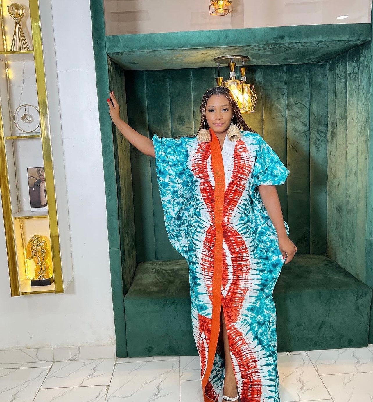 Adire Ankara Kaftan Dress | Nigerian Boubou, Cotton