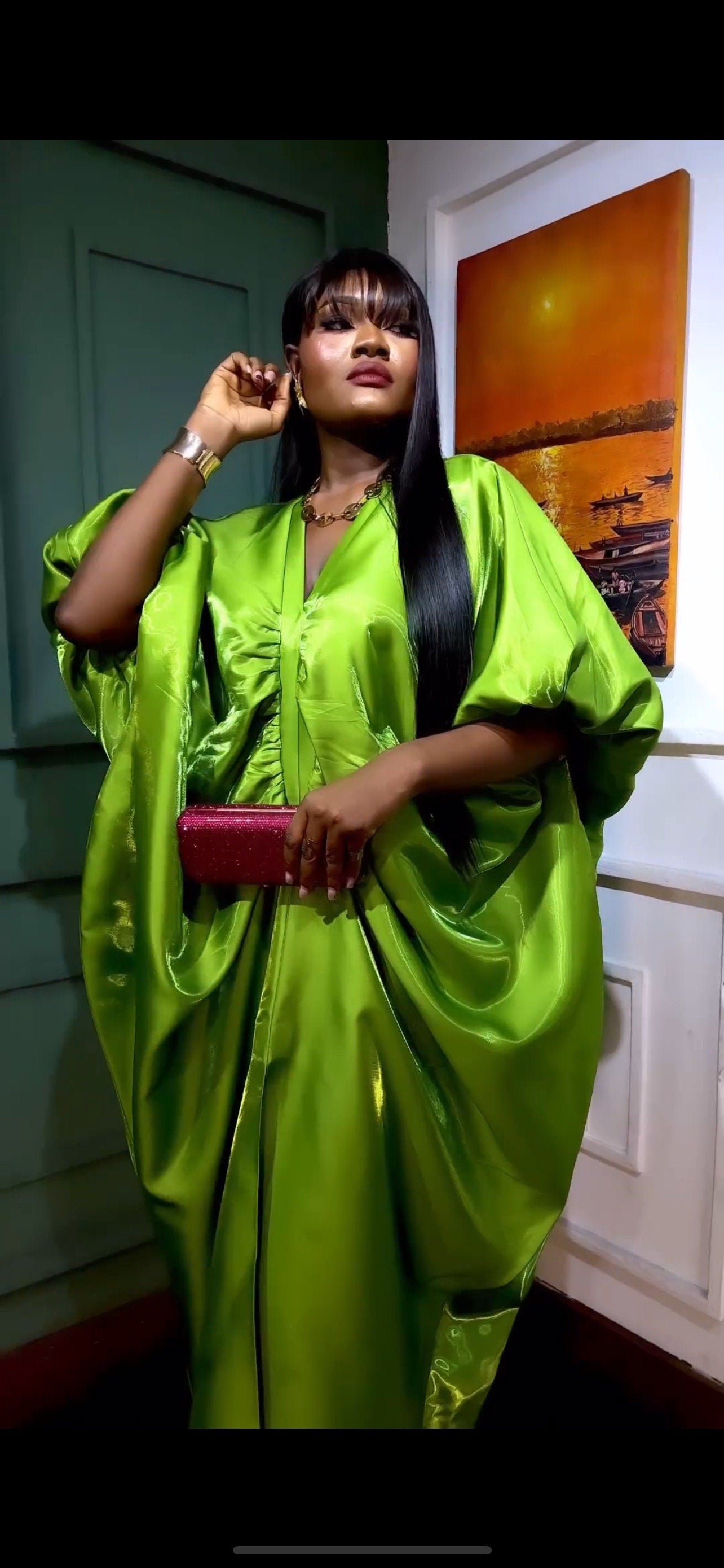 African Liquid Mikado Boubou Dress | Nigerian Kaftan