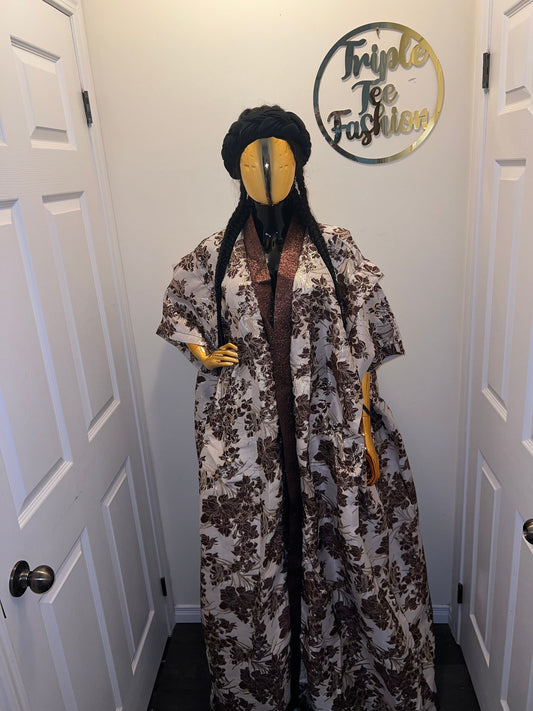 African 2 pieces brocade boubou| kimono and pants| Kaftan| Jalabiya| Rich aunty | Nigerian dress| European brocade