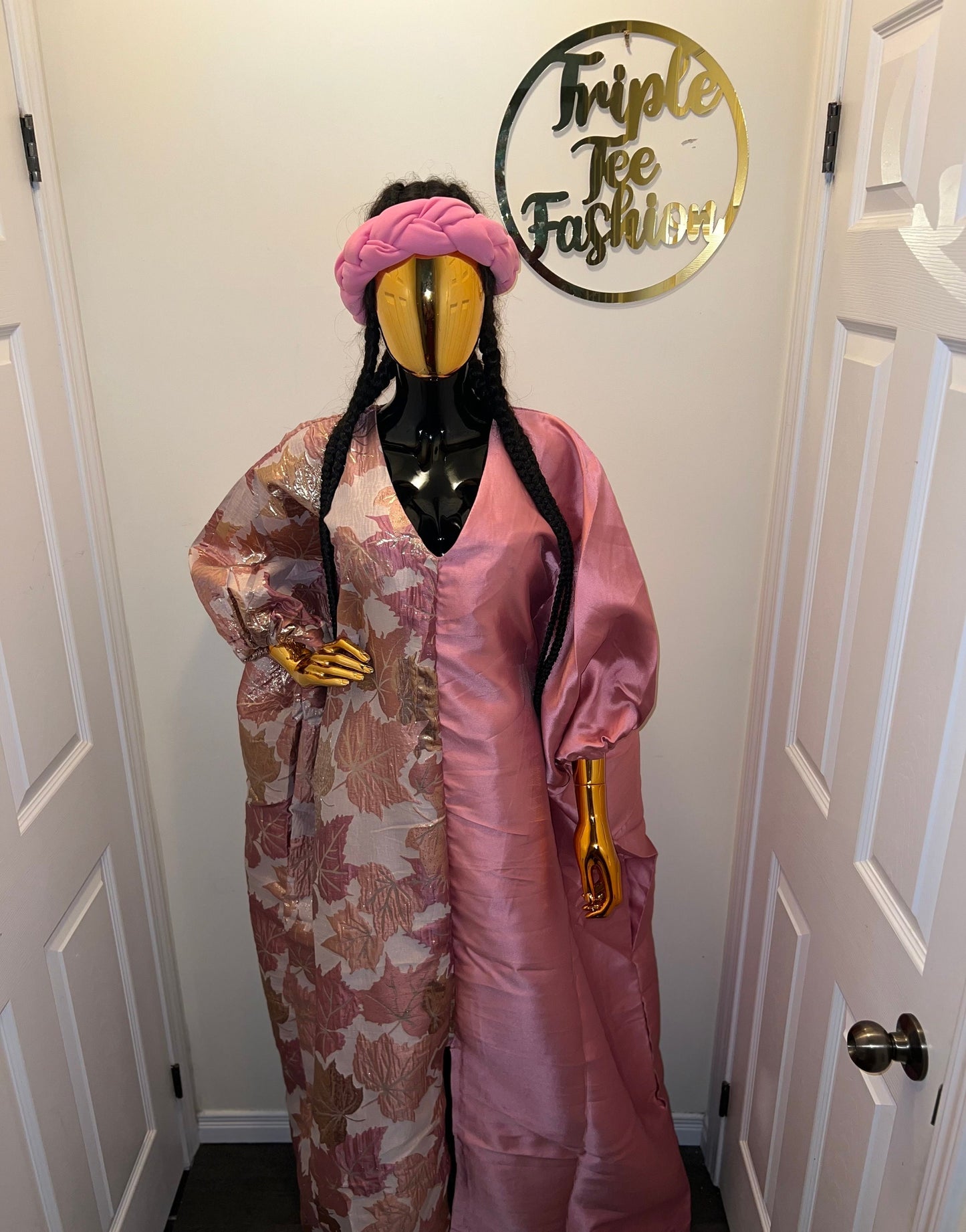 European Brocade Mikado Boubou | African Kaftan Dress, Headband