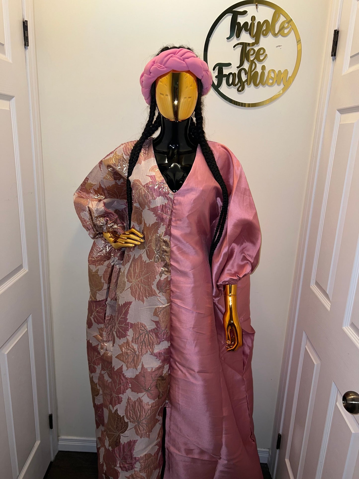 European Brocade Mikado Boubou | African Kaftan Dress, Headband