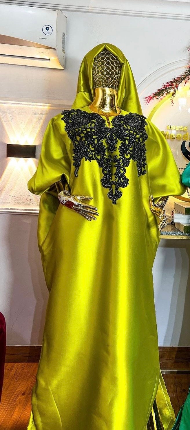 Mikado Boubou Kaftan | African Appliqué Dress